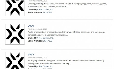 有新游戏？！Riot Games 注册闪电样式「L」与「VVVV」商标